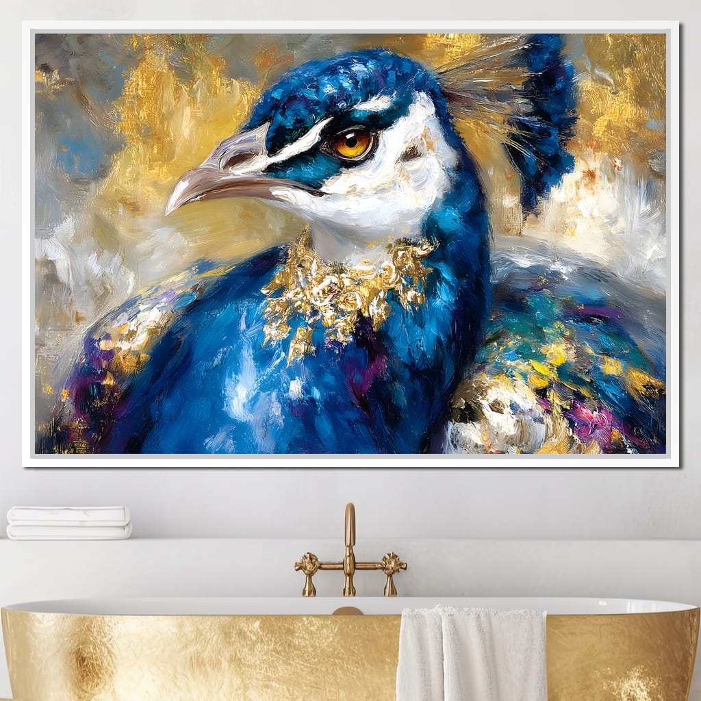 Regal Peacock Gold Radiance Canvas Wall Art