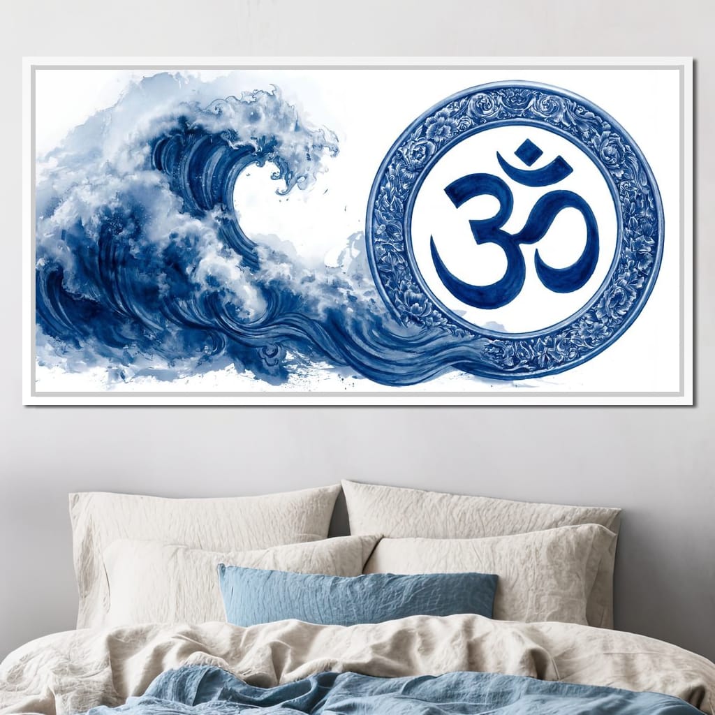 Indigo Om Mandala Meditation Canvas Wall Art
