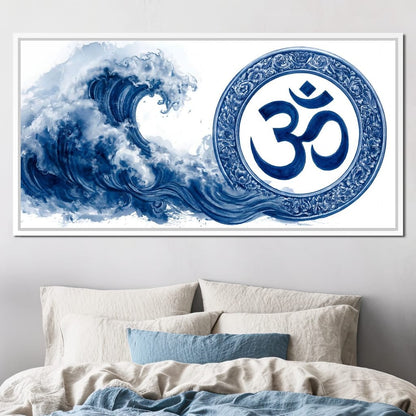 Indigo Om Mandala Meditation Canvas Wall Art