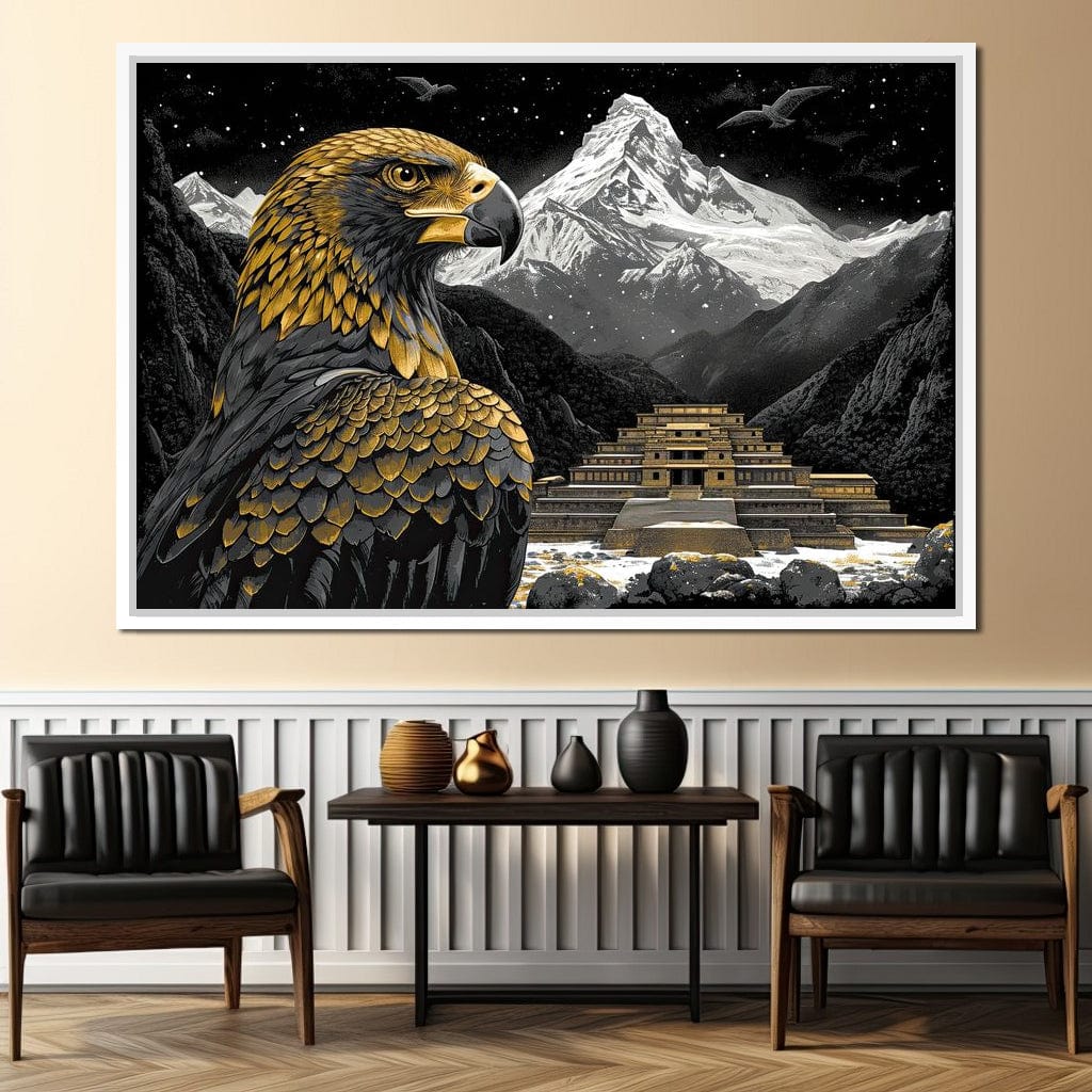 Majestic Aztec Golden Eagle Canvas Wall Art