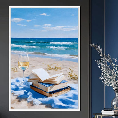 Seaside Pages and Golden Sip Canvas Wall Art
