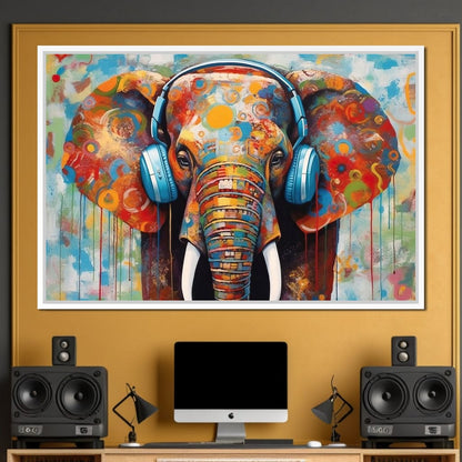 Elephant's Echoing Melody Canvas Wall Art