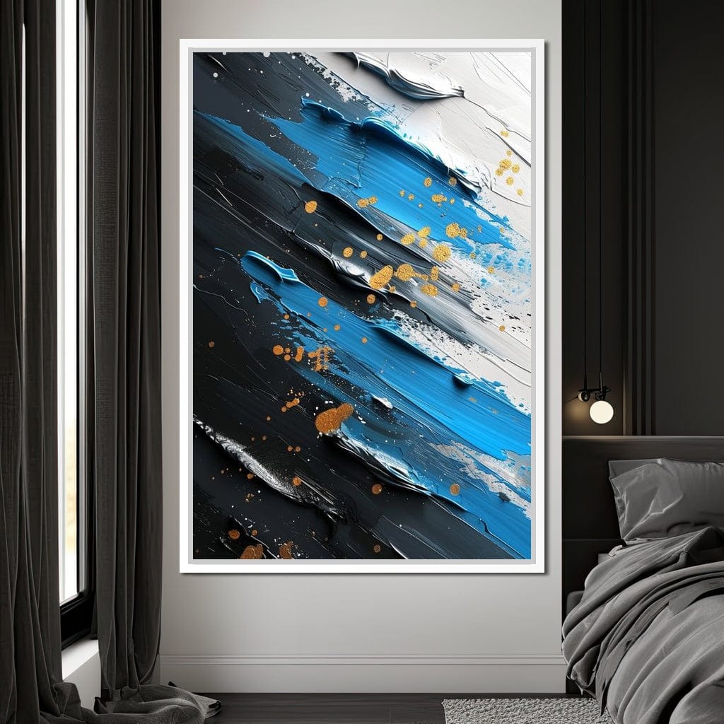 Sapphire Strokes Gold Specks 2 Canvas Wall Art