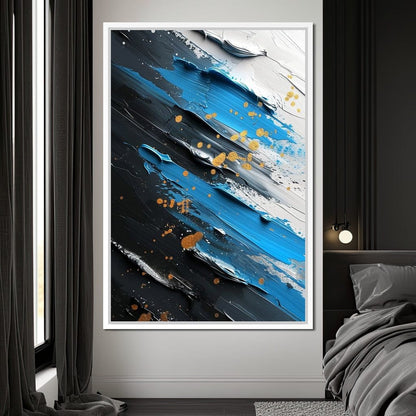 Sapphire Strokes Gold Specks 2 Canvas Wall Art