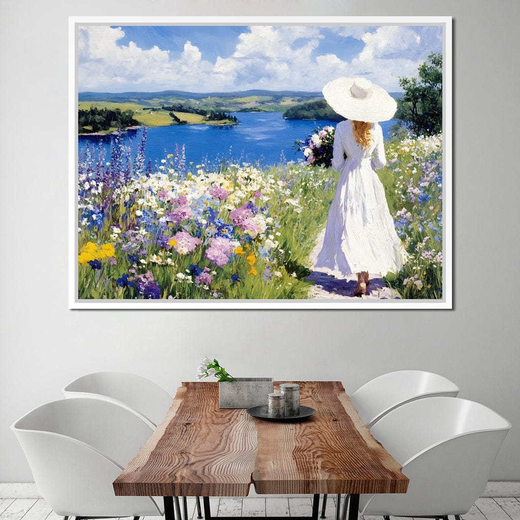 Summer Stroll by the Lake Canvas Wall Art