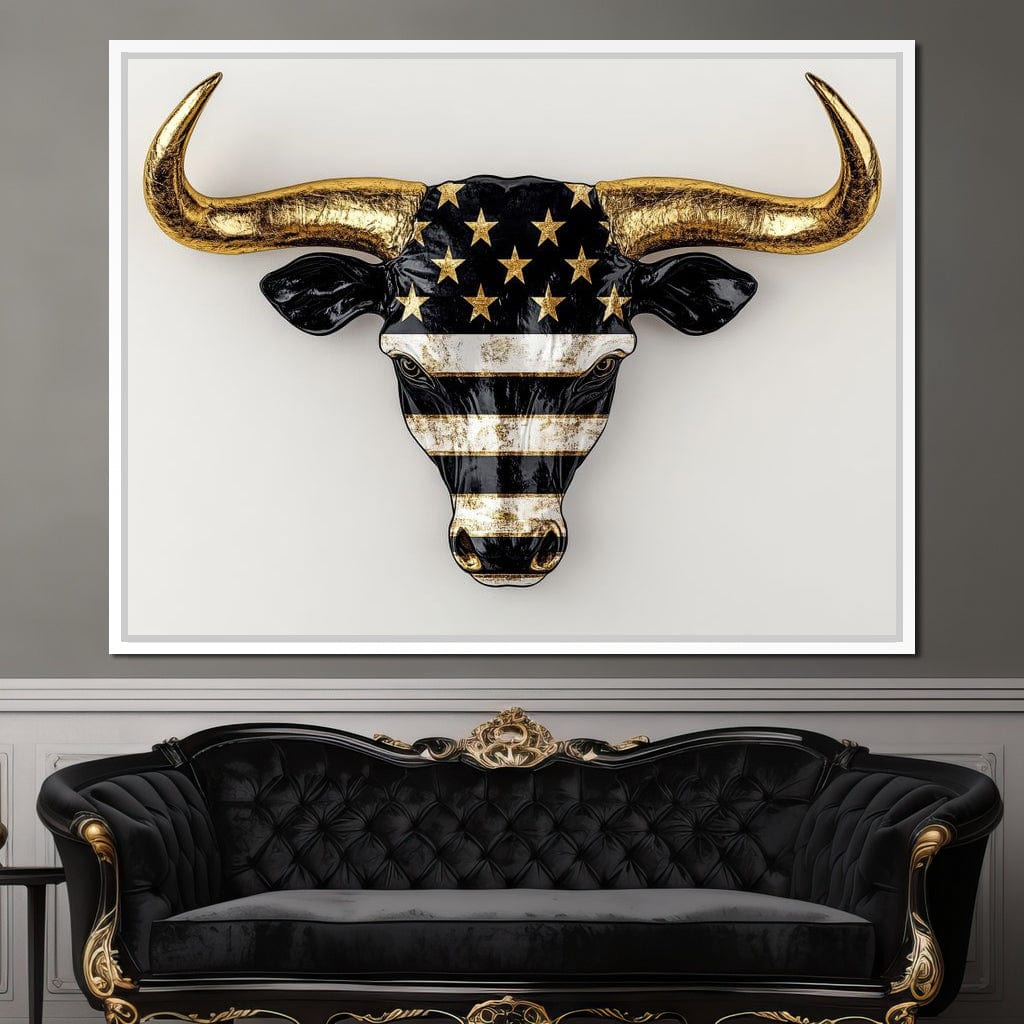 Majestic Gold Horned Bull Canvas Wall Art