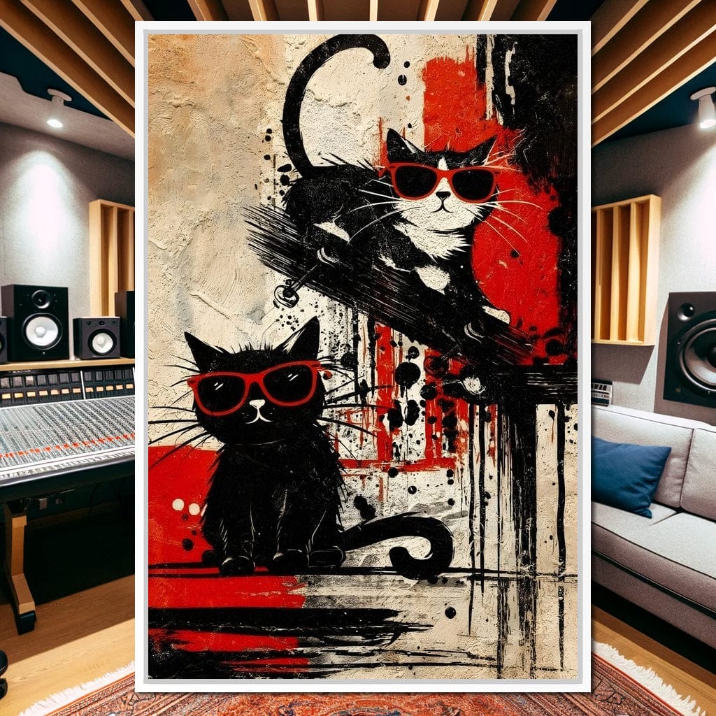 Cool Cats Red Shades Duo Canvas Wall Art