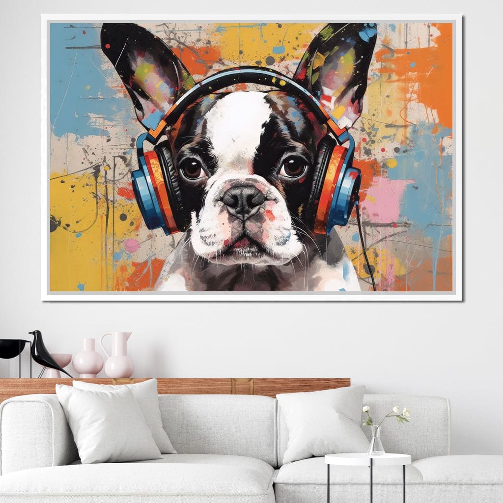 Boston Terrier's Musical Medley Canvas Wall Art