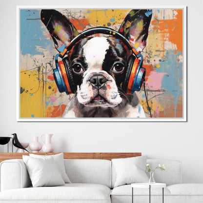 Boston Terrier's Musical Medley Canvas Wall Art