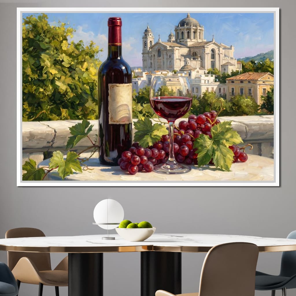 Vintage Wine Harvest Near Cathedral Canvas Wall Art