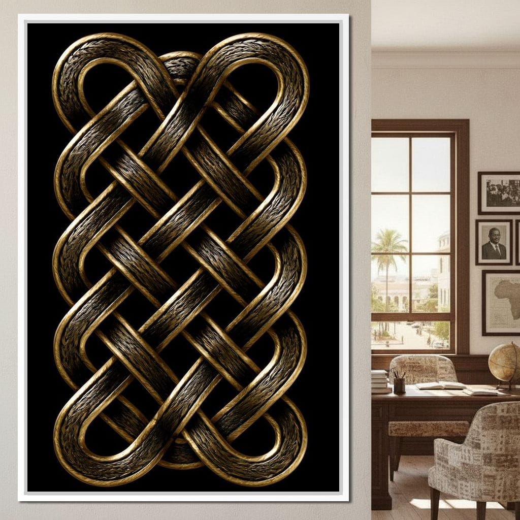 Ancient Norse Gold Metal Interlace Canvas Wall Art