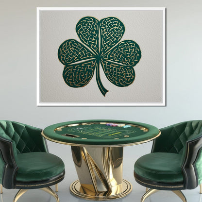 Clover Gold Leaf Charm Canvas Wall Art