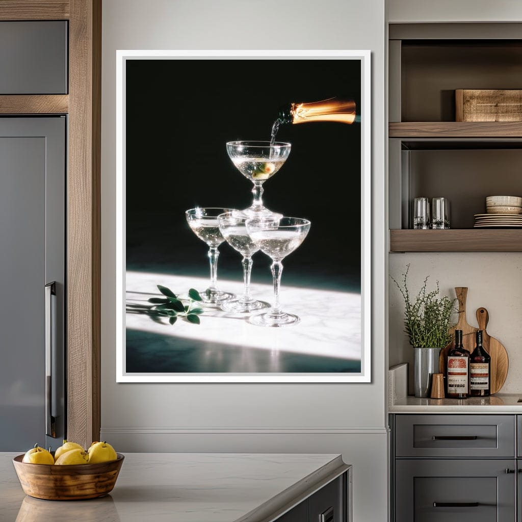 Champagne Cascade Celebration Canvas Wall Art