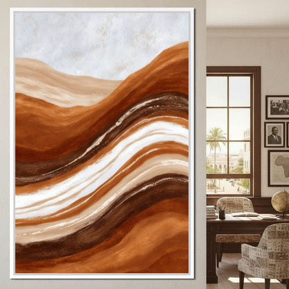 Desert Strata Flow Lines Canvas Wall Art