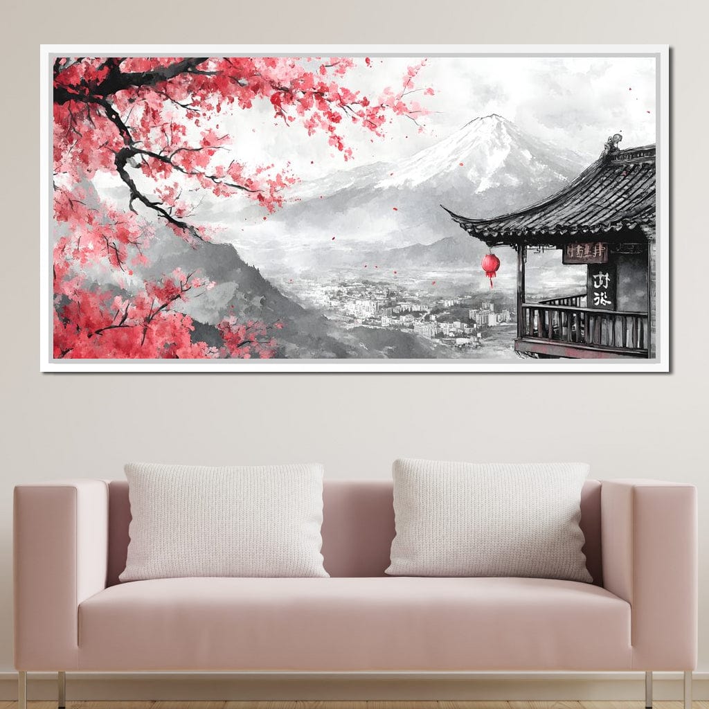 Cherry Blossom Landscape Canvas Wall Art