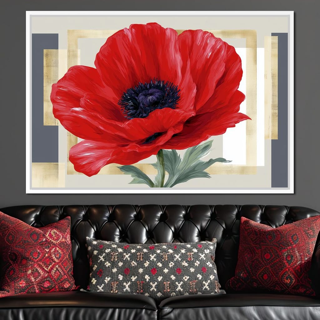 Bold Poppy Bloom Portrait Canvas Wall Art