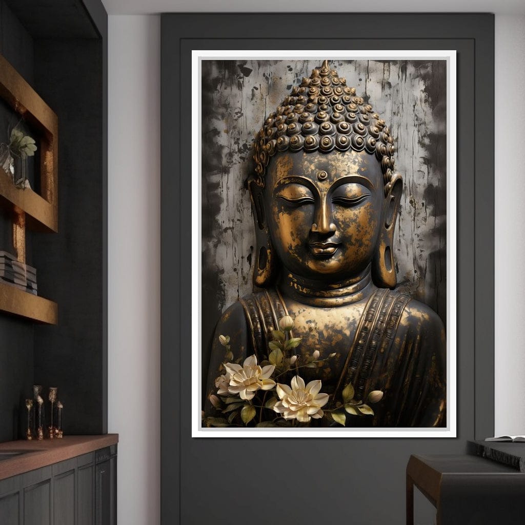 Golden Gaze of the Buddha Canvas Wall Art