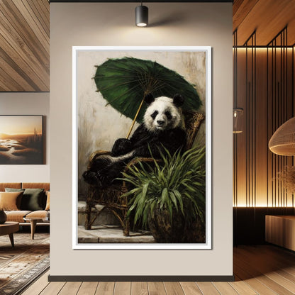 Panda Garden Parasol Calmness Canvas Wall Art