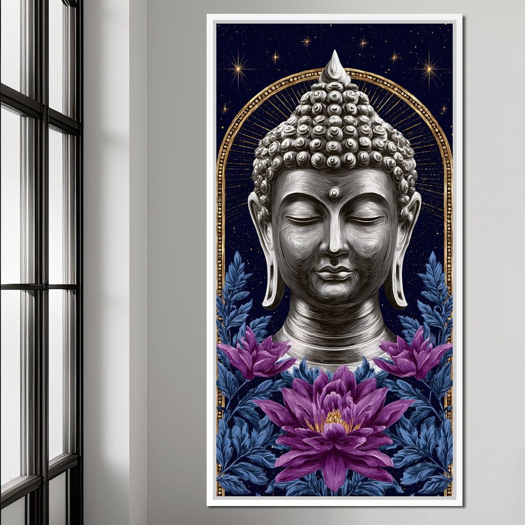 Buddha Lotus Radiance Under Stars Canvas Wall Art