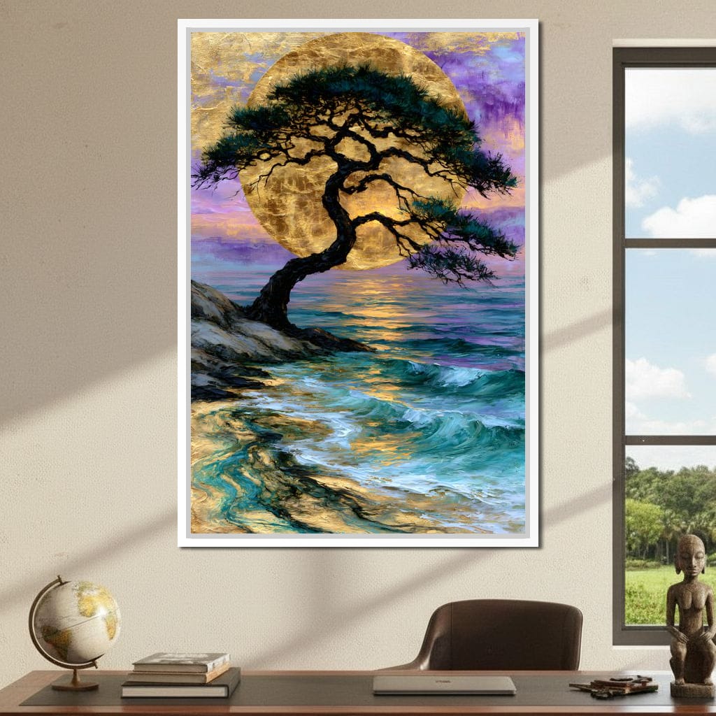 Ancient Pine Before The Gilded Moon Canvas Wall Art