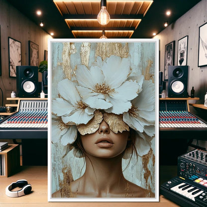 Golden Petal Head Canvas Wall Art