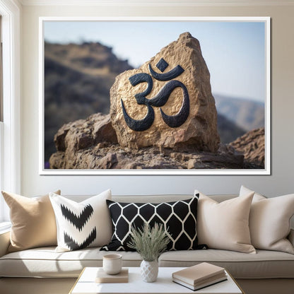 Om Mountain Stone Aum Sign Canvas Wall Art