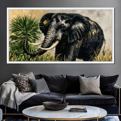 Silent Monarch of the Gilded Savanna Canvas Wall Art