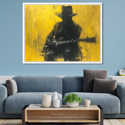 Golden Melody Silhouette Canvas Wall Art