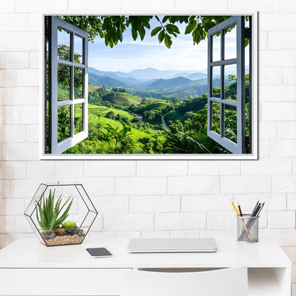 Open Window Over Terraced Valleys Canvas Wall Art