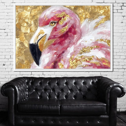Gilded Flamingo Portrait Canvas Wall Art