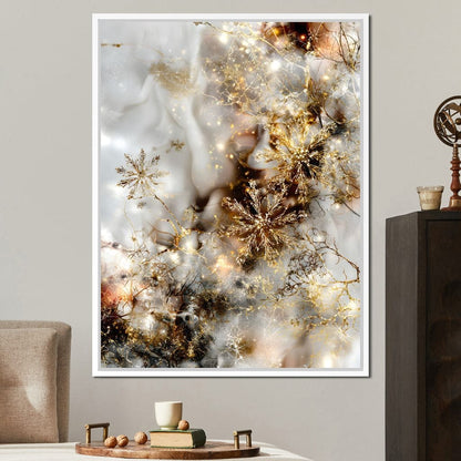 Golden Snowflake Reverie Canvas Wall Art