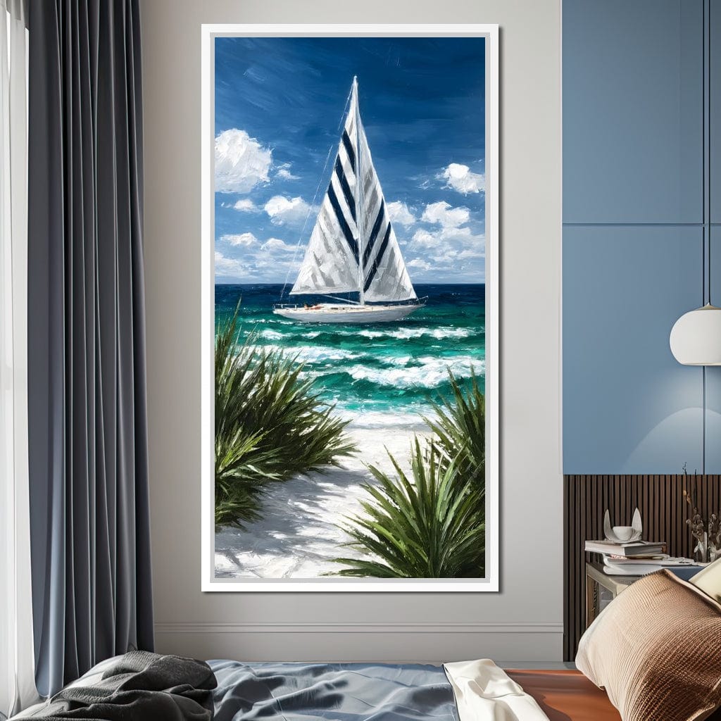 Sailing Beyond Turquoise Waves Canvas Wall Art