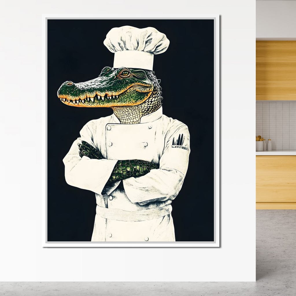 Gator Chef Culinary Humor Canvas Wall Art