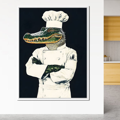 Gator Chef Culinary Humor Canvas Wall Art