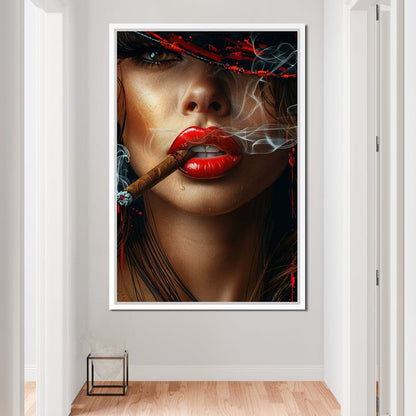 Sultry Smoke and Sable Tresses Canvas Wall Art