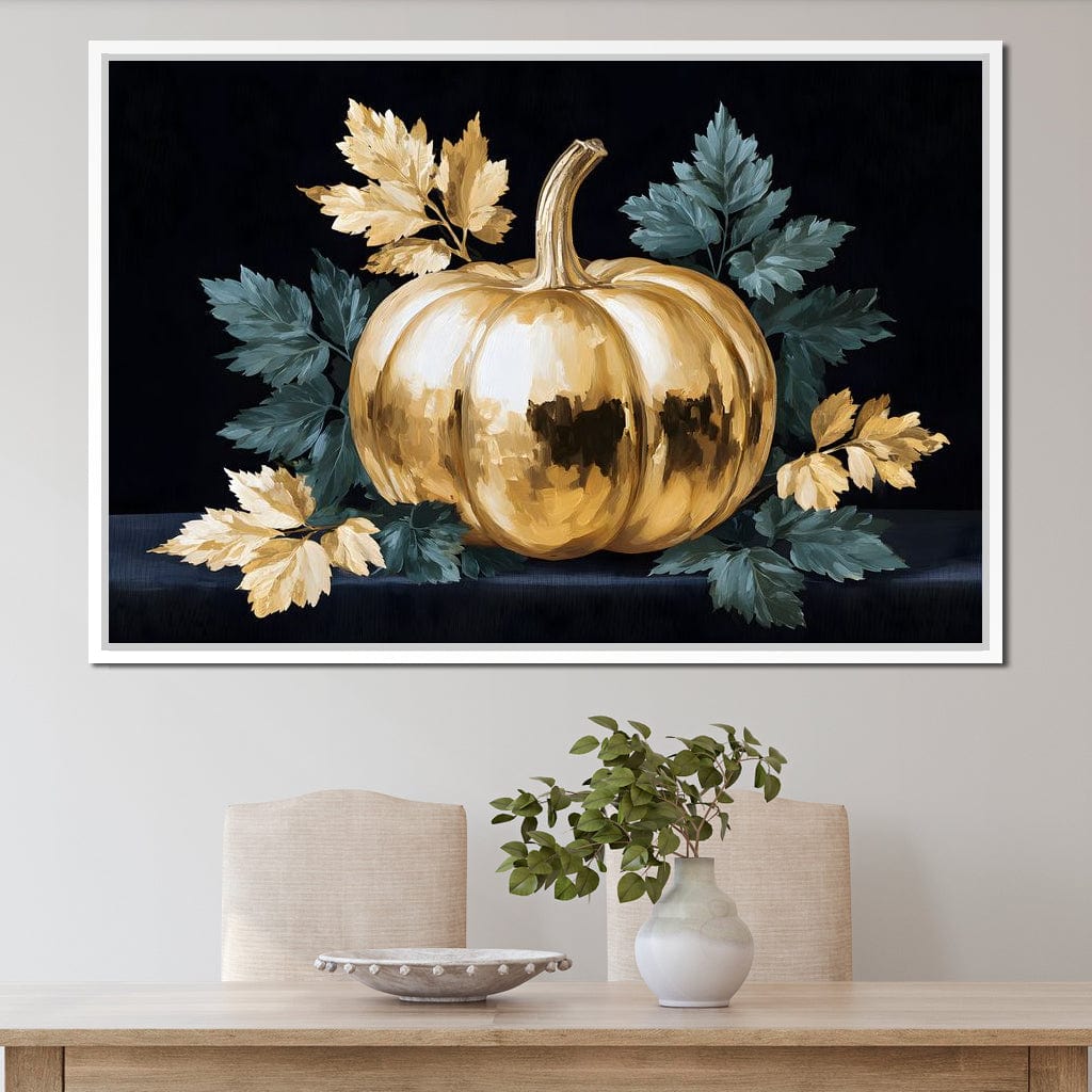 Golden Pumpkin Autumn Elegance Canvas Wall Art