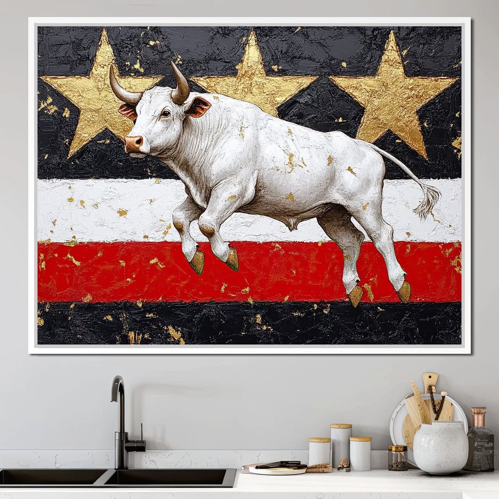 Bull Odyssey Across Stars Canvas Wall Art