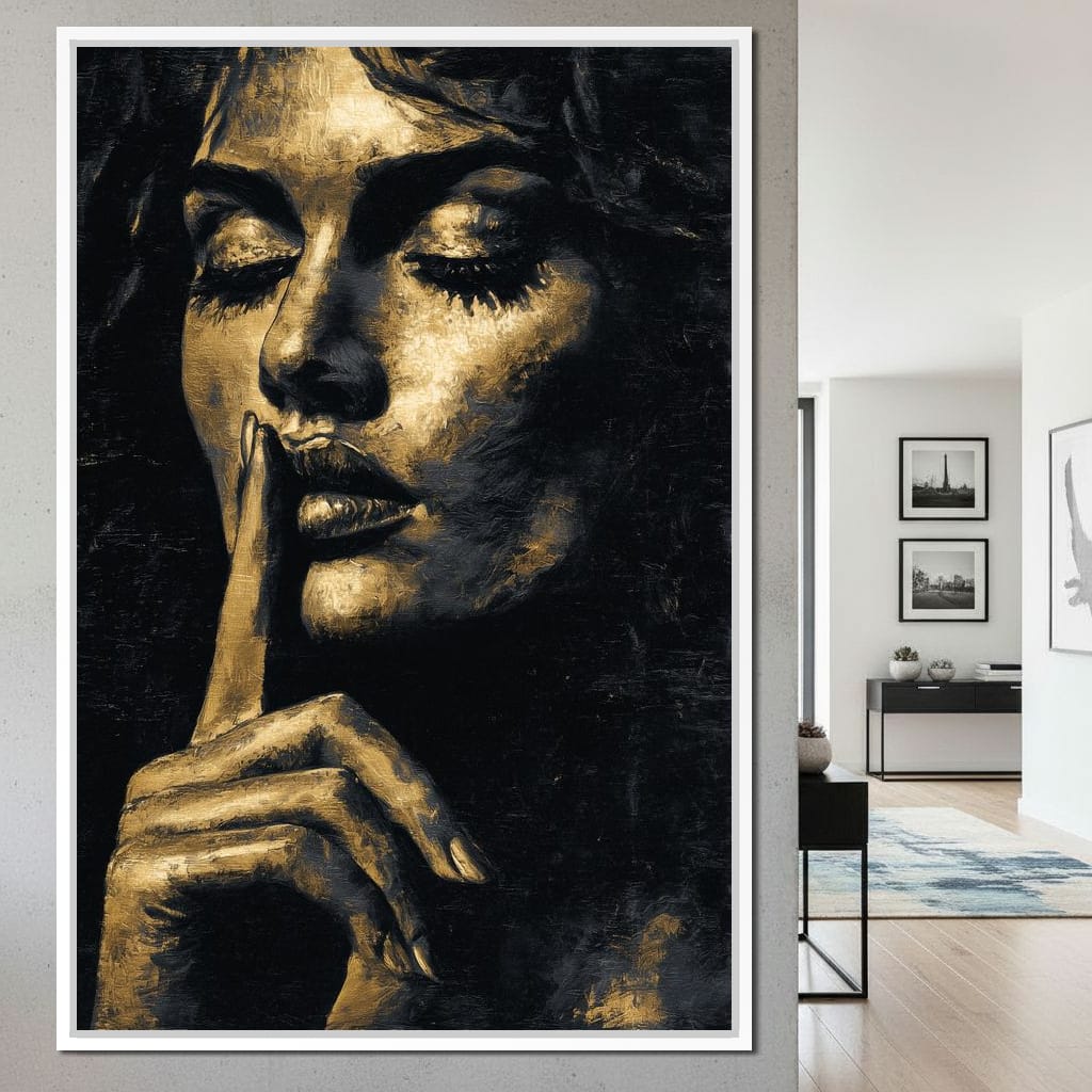 Golden Silence Portrait Muse Canvas Wall Art