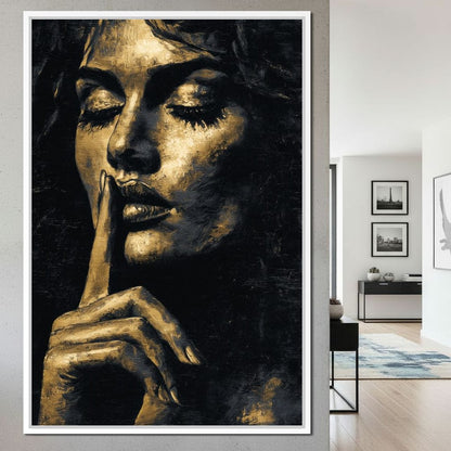 Golden Silence Portrait Muse Canvas Wall Art