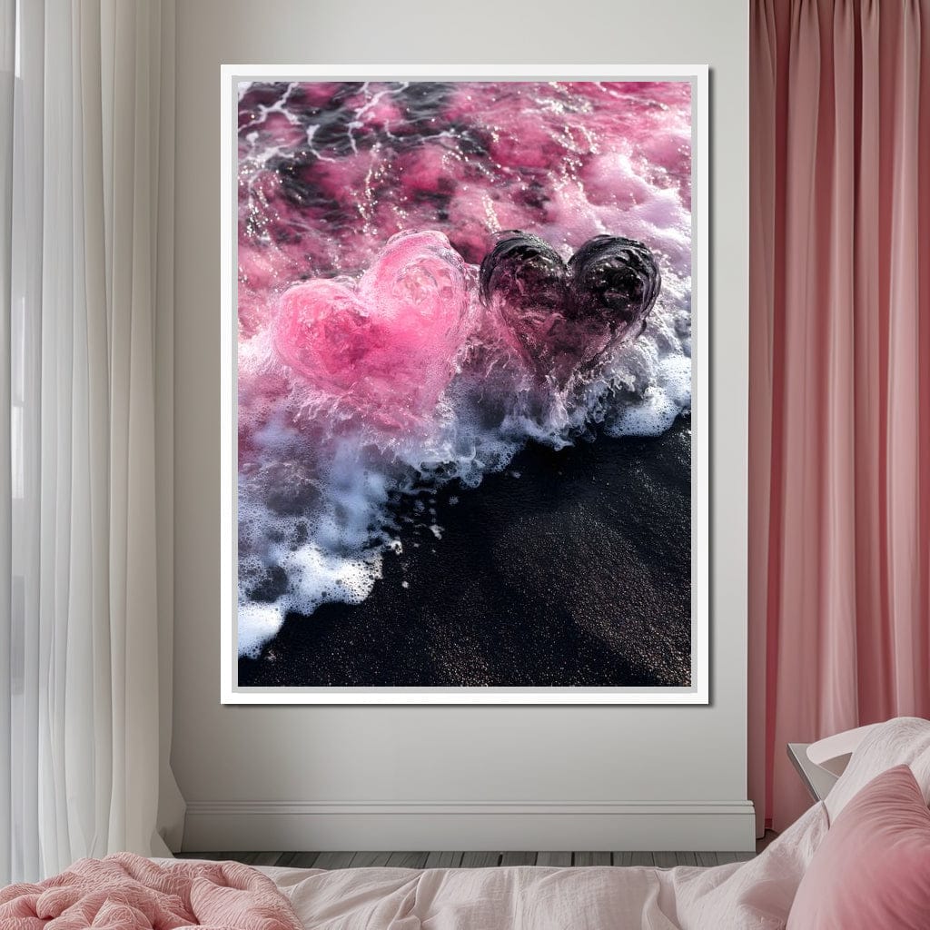 Rose Quartz Hearts Tide Canvas Wall Art