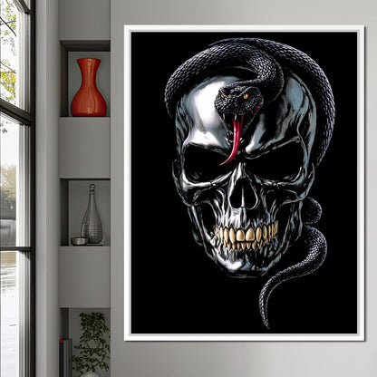 Serpent Crowned Skull Night Canvas Wall Art