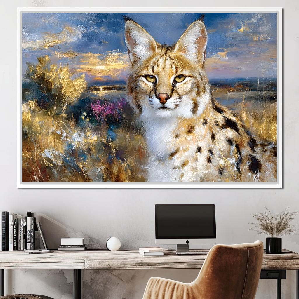 Savanna Serval Sunset Glow Canvas Wall Art
