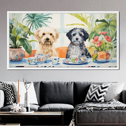 Teatime Tails and Blossoms Canvas Wall Art