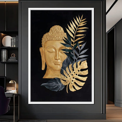 Golden Buddha Botanical Calm Canvas Wall Art