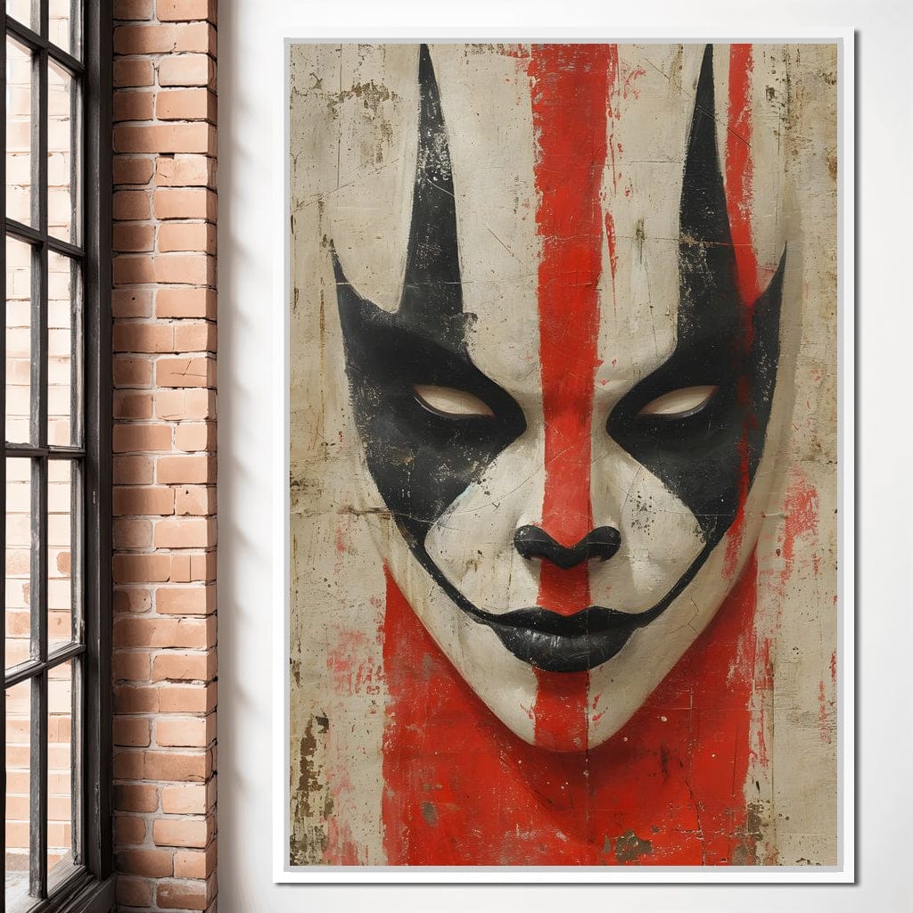 Tribal Mask Red Strike Face Canvas Wall Art
