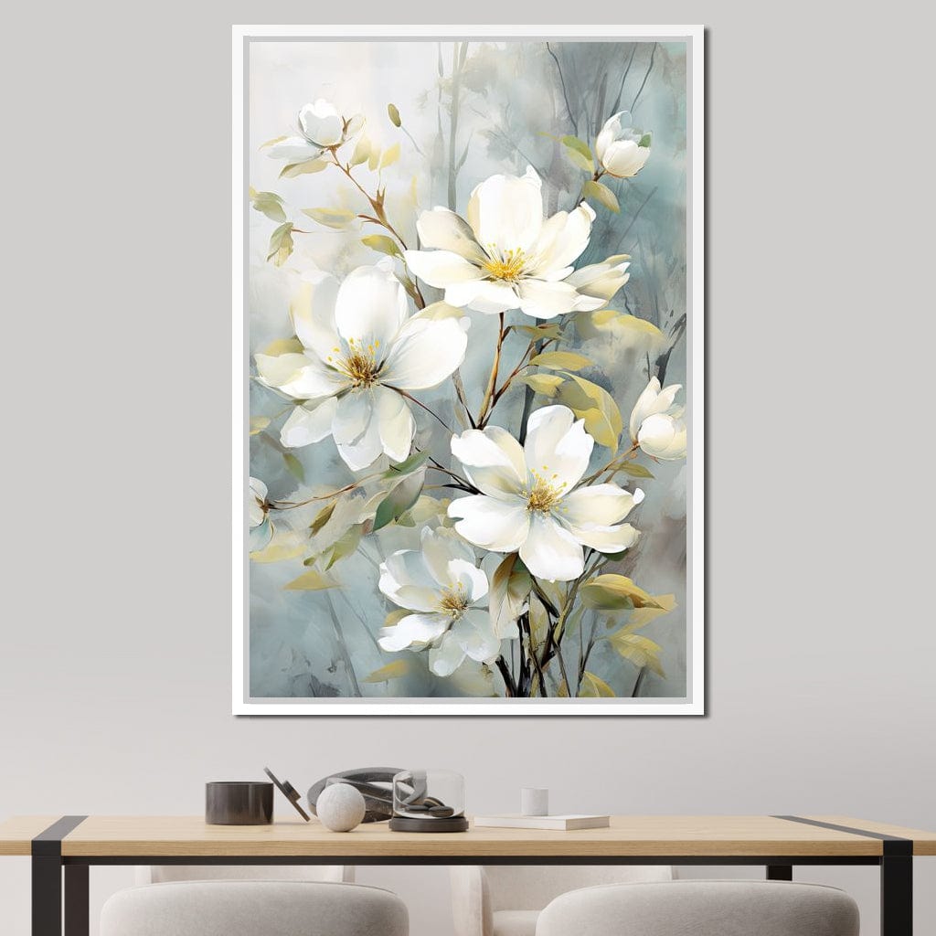 Ethereal Blooms in Mist Canvas Wall Art