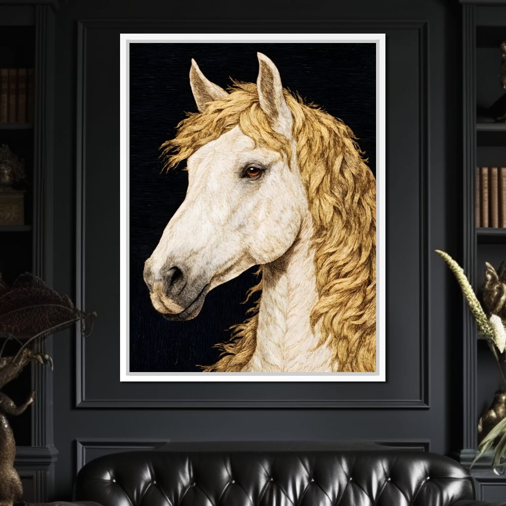 Golden Mane Horse Portrait Canvas Wall Art