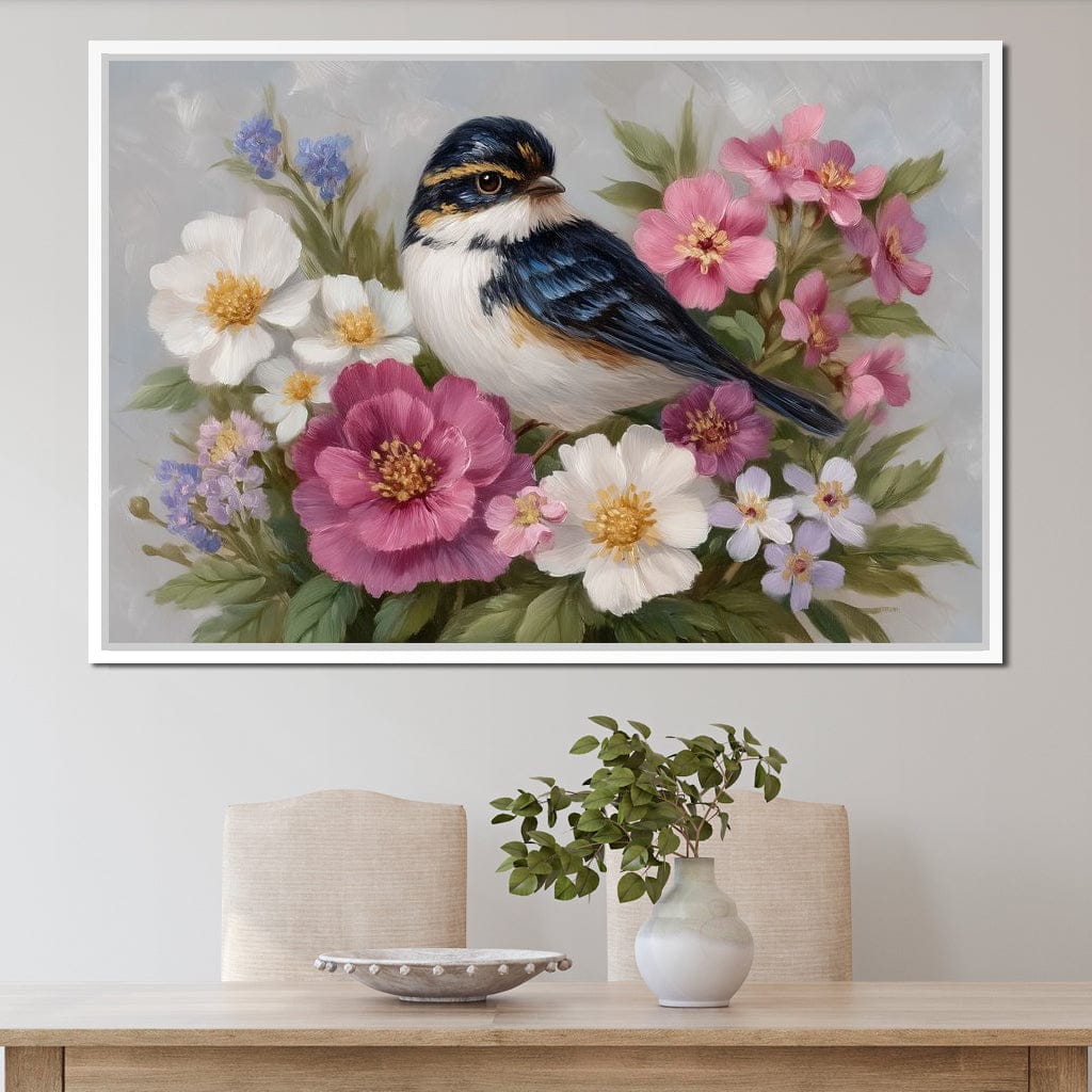 Songbird Garden Bouquet Oil Style Canvas Wall Art