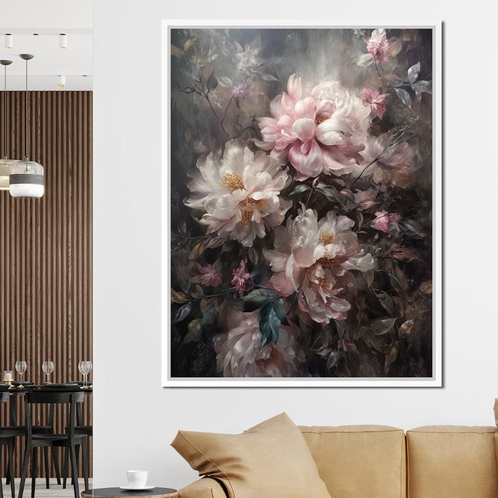 White & Pink Flowers Canvas Wall Art