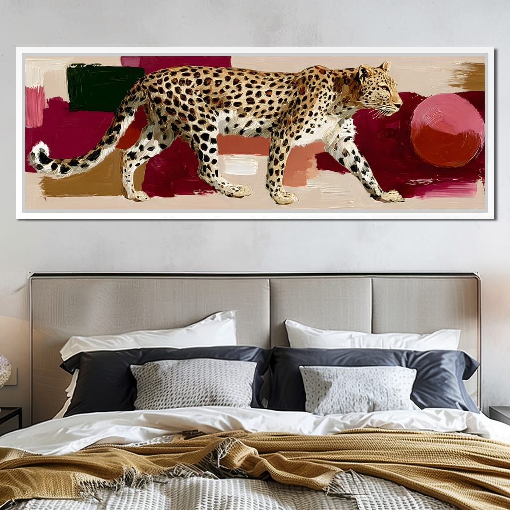 Leopard Stride Sunset Blocks Canvas Wall Art